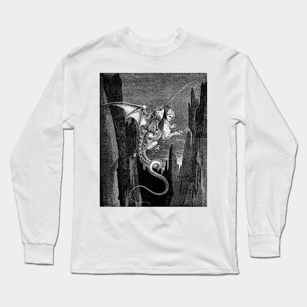 The Descent to Hell on Geryon's Back - Gustave Dore Long Sleeve T-Shirt by forgottenbeauty